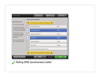 Rolling DRE (touchscreen) ballot
 