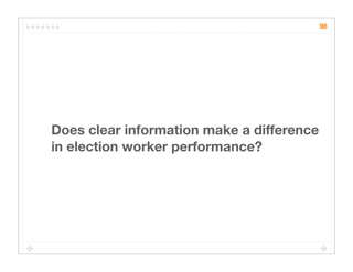98




Does clear information make a difference
in election worker performance?
 