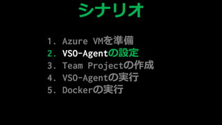 1. Azure VMʂ
2. VSO-AgentO
3. Team ʰ𳦳٤
4. ճ-Գ٤Όg
5. DockerΌg
ʥꥪ
 