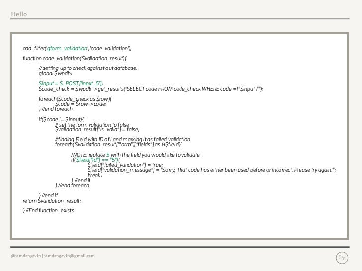 Gravity Forms Hooks & Filters