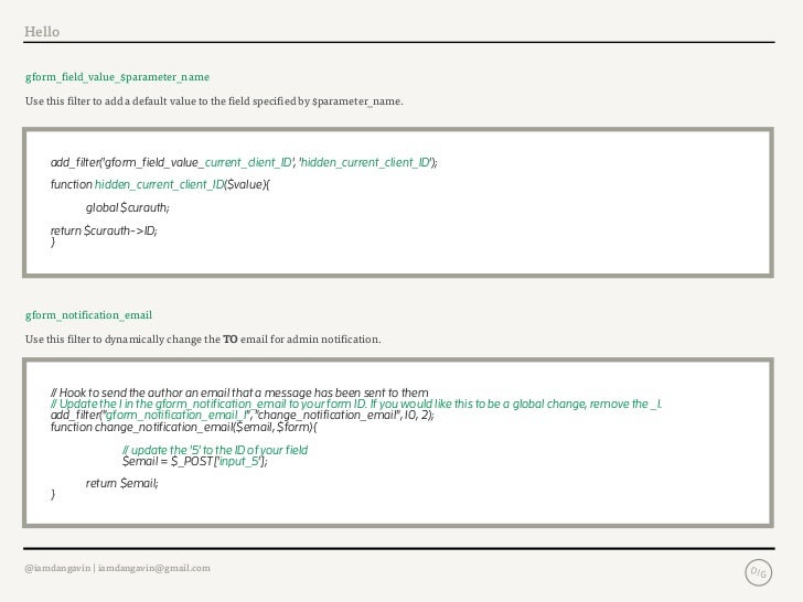 Gravity Forms Hooks & Filters