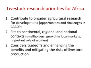 Livestock research priorities for Africa (CAADP Pillar 4)