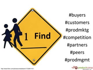 #buyers<br />#customers<br />#prodmktg<br />#competition<br />#partners<br />#peers<br />#prodmgmt<br />1<br />      Find<...