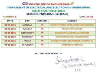 IAE(3) Time Table for Semester(6)