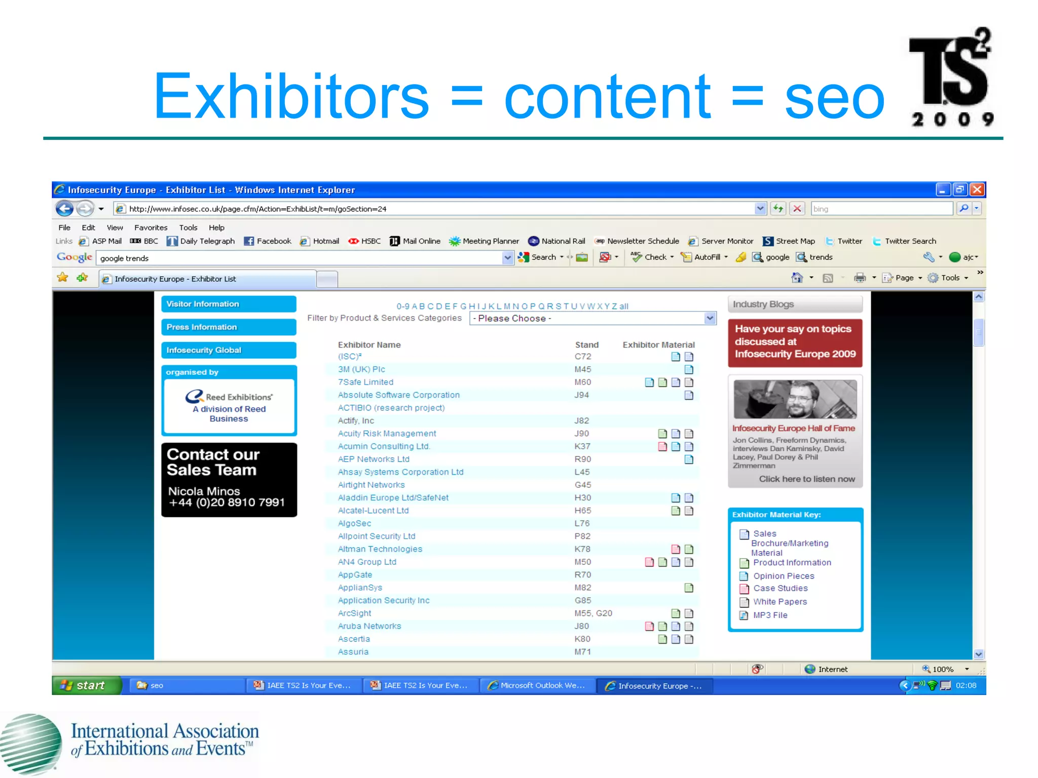 Exhibitors = content = seo 