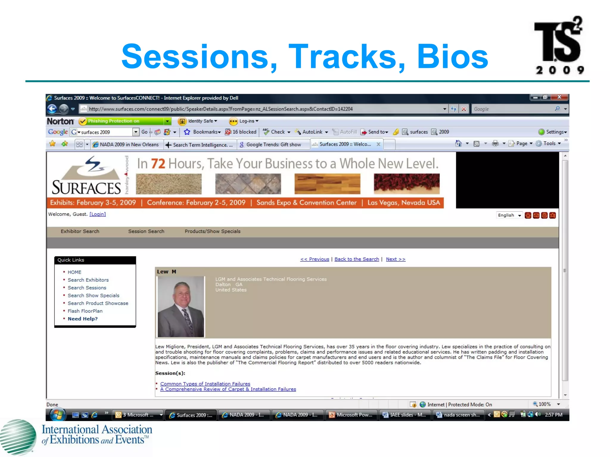 Sessions, Tracks, Bios 