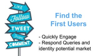 Find the
First Users
- Quickly Engage
- Respond Queries and
identity potential market
 