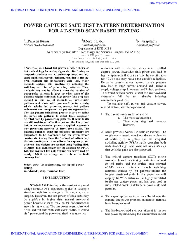 Iaetsd power capture safe test pattern determination | PDF ...