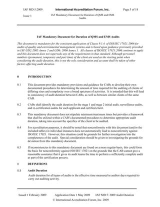 IAF MD 5:2009 | PDF
