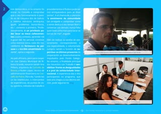 >
nos democrático, e no entanto foi
entrar no Concello e comprobar
que o seu funcionamento é pare-
llo ao de calquera dos de Galicia:
a mesma estrutura xerárquica,
iguais problemas burocráticos,
etc.”, comenta a primeira. “Profe-
sionalmente, é un privilexio po-
der levar os meus coñecemen-
tos a outro contexto, aprender nel
e gozar del. No persoal, constitúe
unha vivencia única, cada día ma-
rabíllome da fermosura da pai-
saxe e a incrible amabilidade da
xente”, opina a segunda.
Ao país africano, pero para coope-
rar coa Cámara Municipal de Ri-
beira Grande, viaxaron tamén Ana
Piñeiro, arquitecta do Concello de
Rianxo, e Rubén López, técnico de
administración financieira no Con-
cello da Pobra. Para ela, “cando tes
un bo interlocutor, o intercambio
de experiencias, de puntos de vis-
ta, opinións, métodos de traballo e
procedementos é fluída e pode ser
moi enriquecedora para as dúas
partes”. A el chamoulle a atención
“o sentimento de comunidade
tan arraigado e comprobar como
a xente dedica o seu tempo libre a
conversar cos demais; nunca falta
quen bote unha man para sacar as
barcas do mar”, engade.
Alén de realizar as tarefas de ase-
soramento correspondentes á
súa especialidade, o voluntariado
cumpriu tamén a función de su-
pervisar os últimos proxectos de
cooperación ao desenvolvemento
impulsados polo Fondo Galego.
No entanto, a finalidade principal
das Vacacións con Traballo é sen-
sibilizar fronte as desigualdades
e a prol da solidariedade inter-
nacional. A experiencia das e dos
participantes no programa, que
este ano chegou á súa décima edi-
ción, pode seguirse no blog.
Rubén López prestou asesoramento sobre contabilidade en Cabo Verde.
A arquitecta Ana Piñeiro apoiou á Cámara Municipal de Ribeira Grande.
Fondo Galego de Cooperación e Solidariedade [ 5] N o Fon do fu nciona a solidariedade
INFÓRMATEAFONDO:138º·www.fondogalego.org
2
 