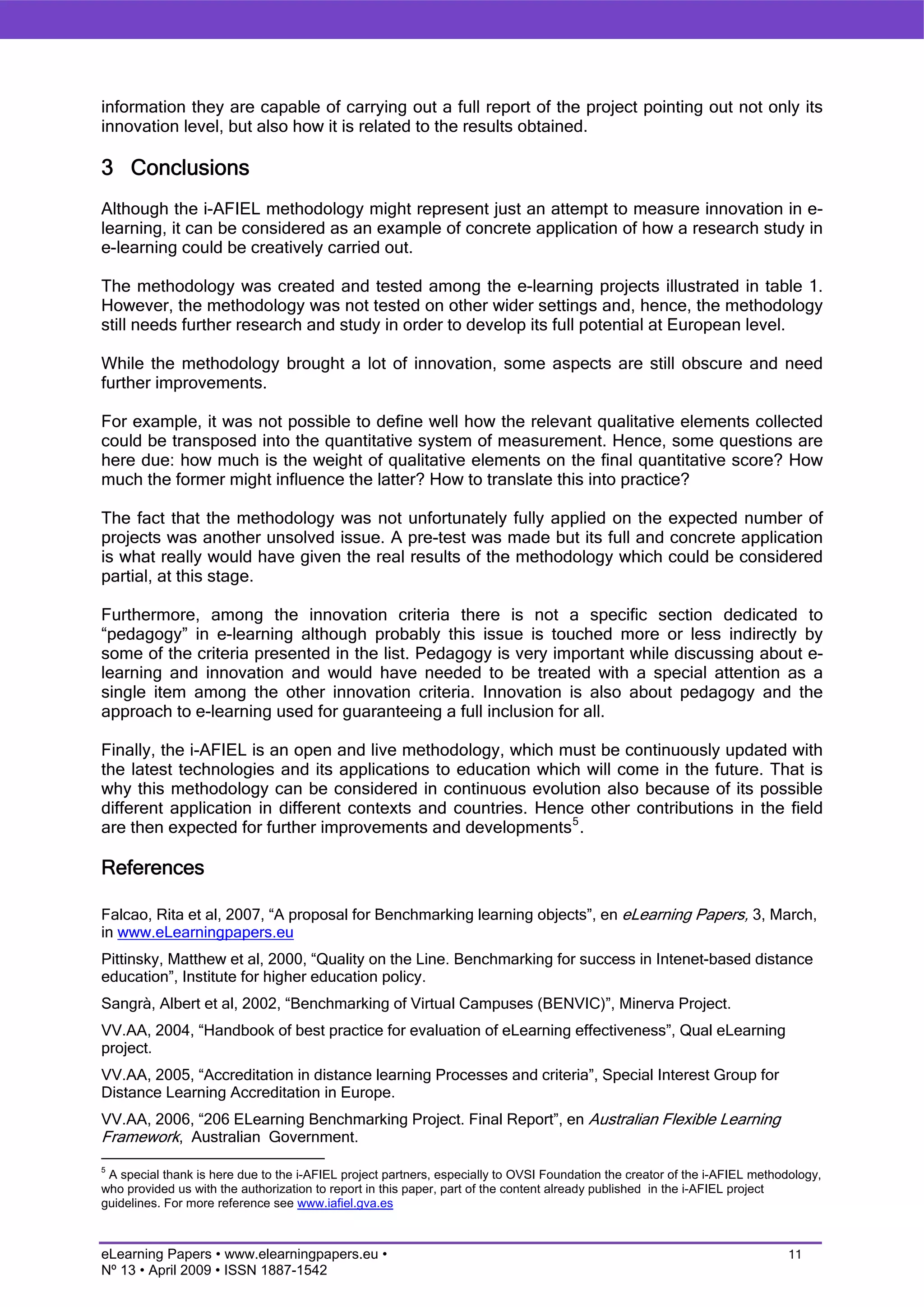 How to measure innovation in eLearning. The i-AFIEL methodology