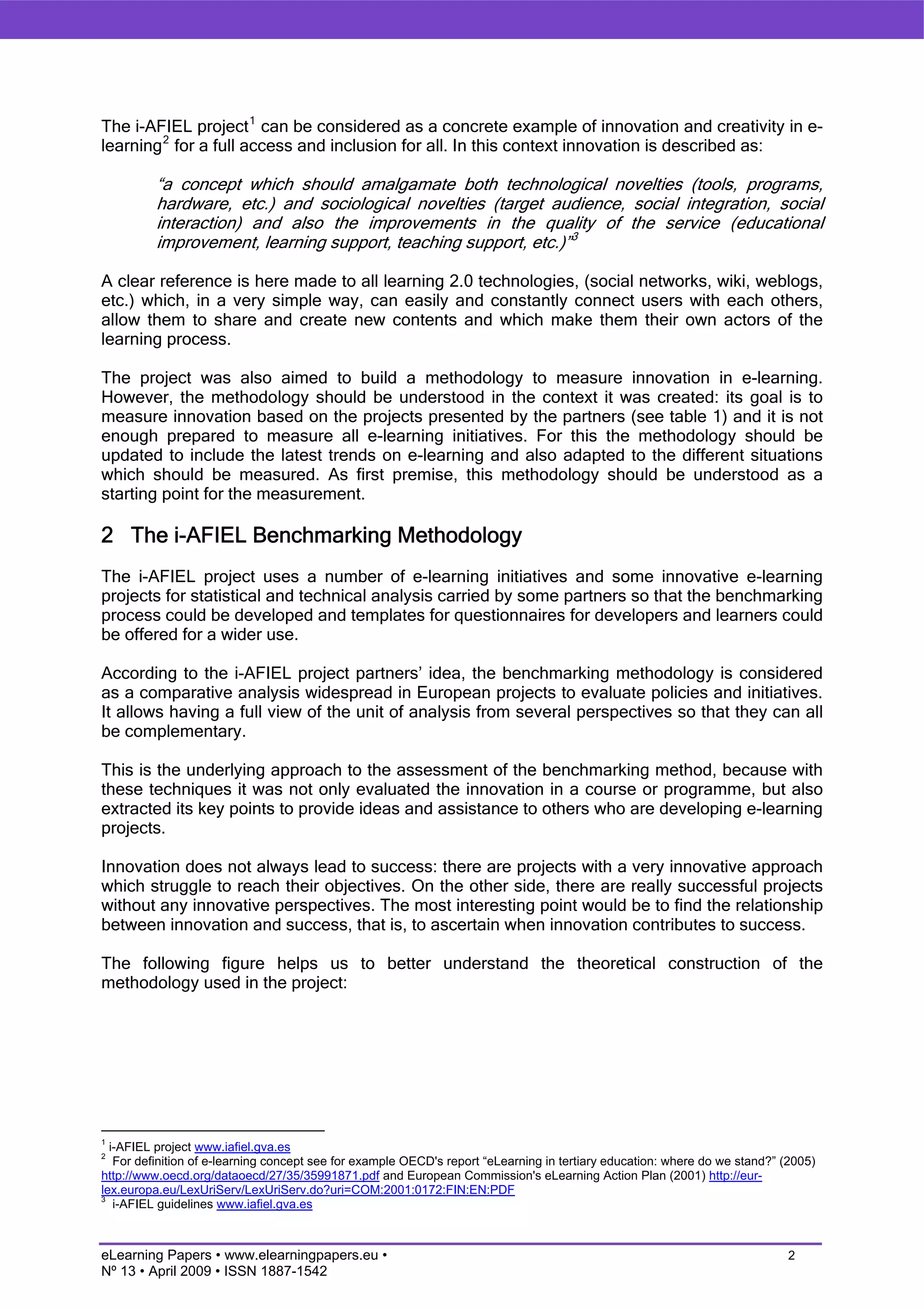 How to measure innovation in eLearning. The i-AFIEL methodology