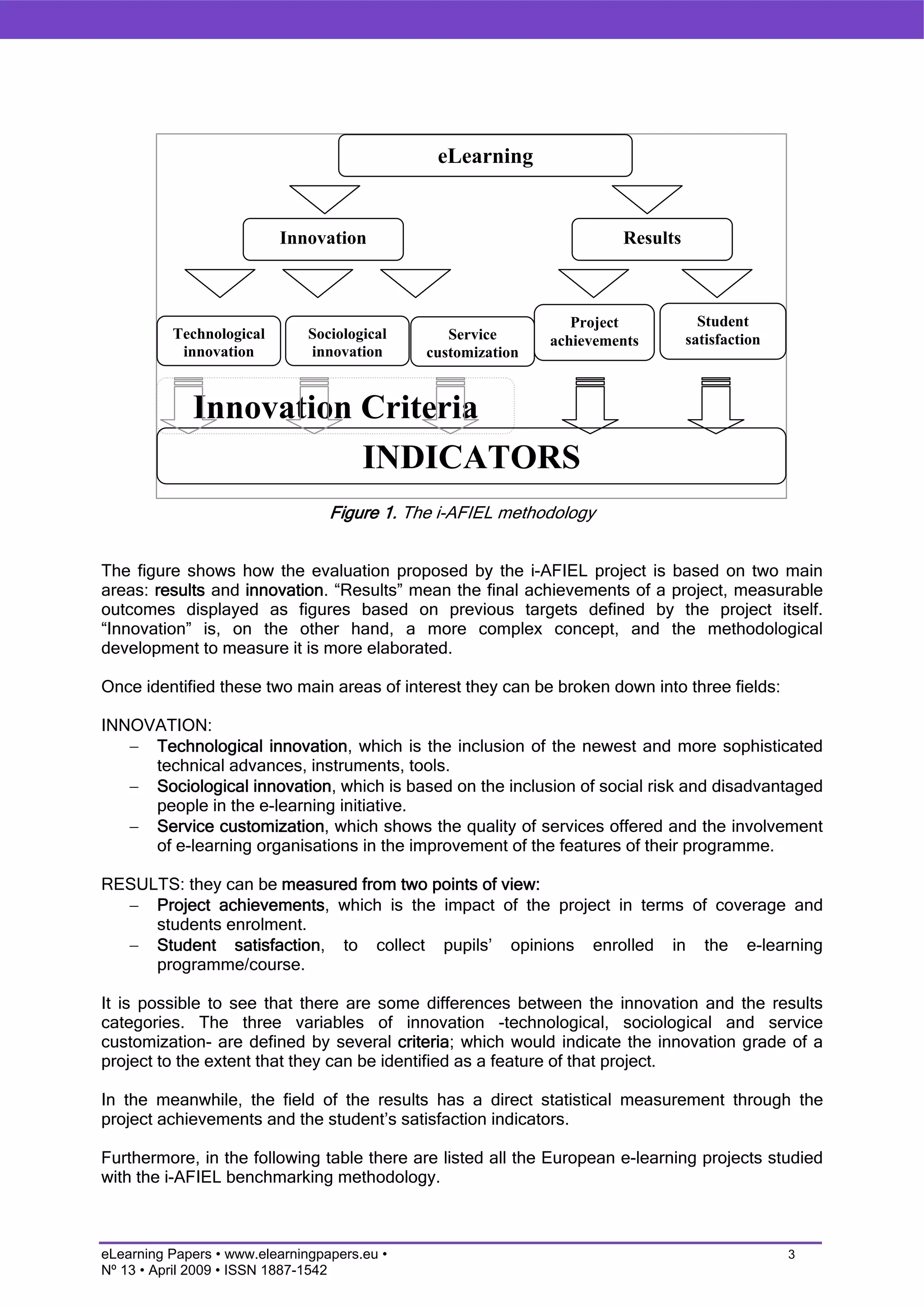 How to measure innovation in eLearning. The i-AFIEL methodology