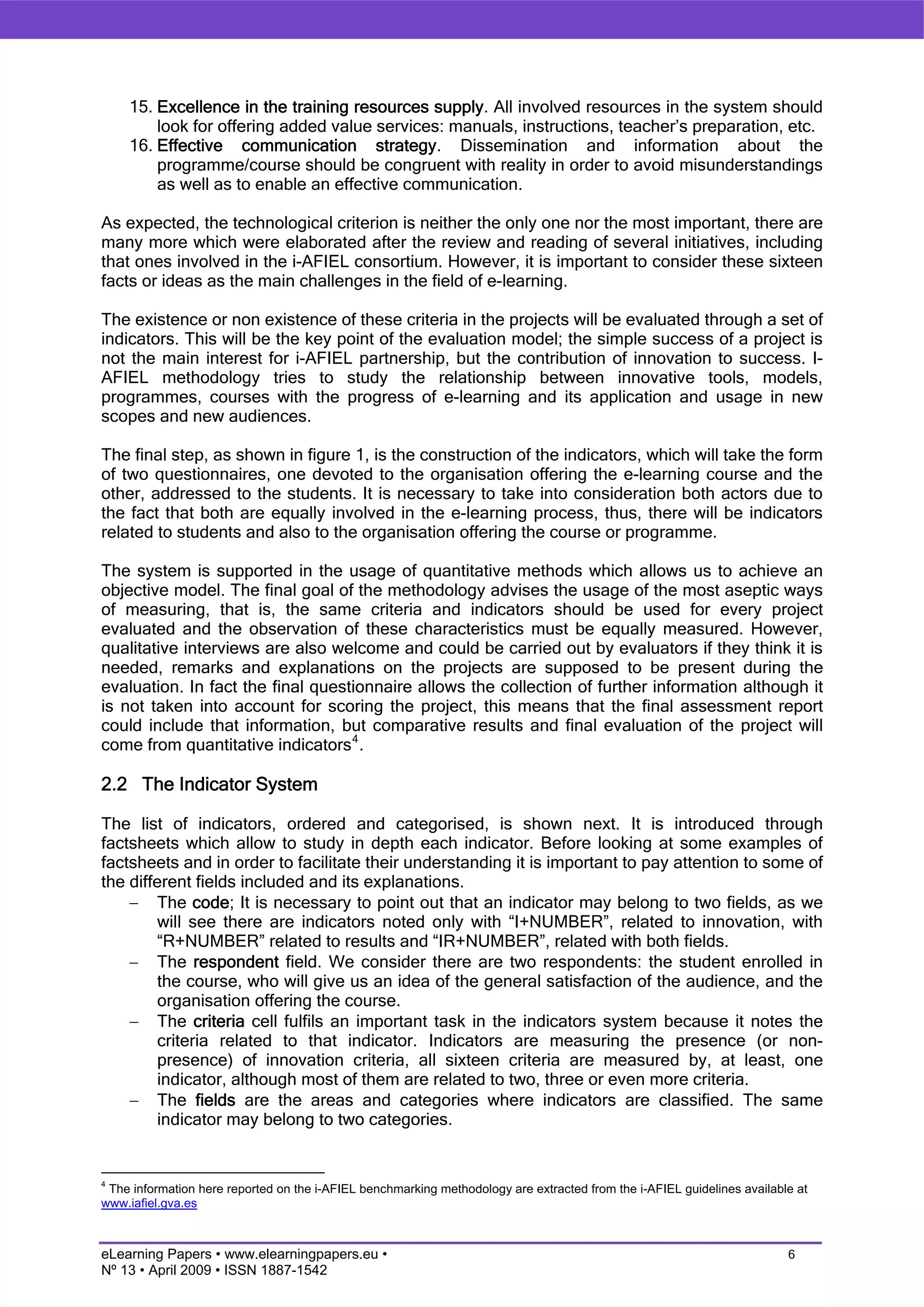 How to measure innovation in eLearning. The i-AFIEL methodology