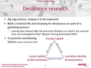 Maruna (2004): It is not a crime-free gap in time (primary desistance) , but the movement (process) from the behaviorof non-offending to the assumption of a roleoridentityof a non-offenderorcrime-freeperson(secondary desistance).