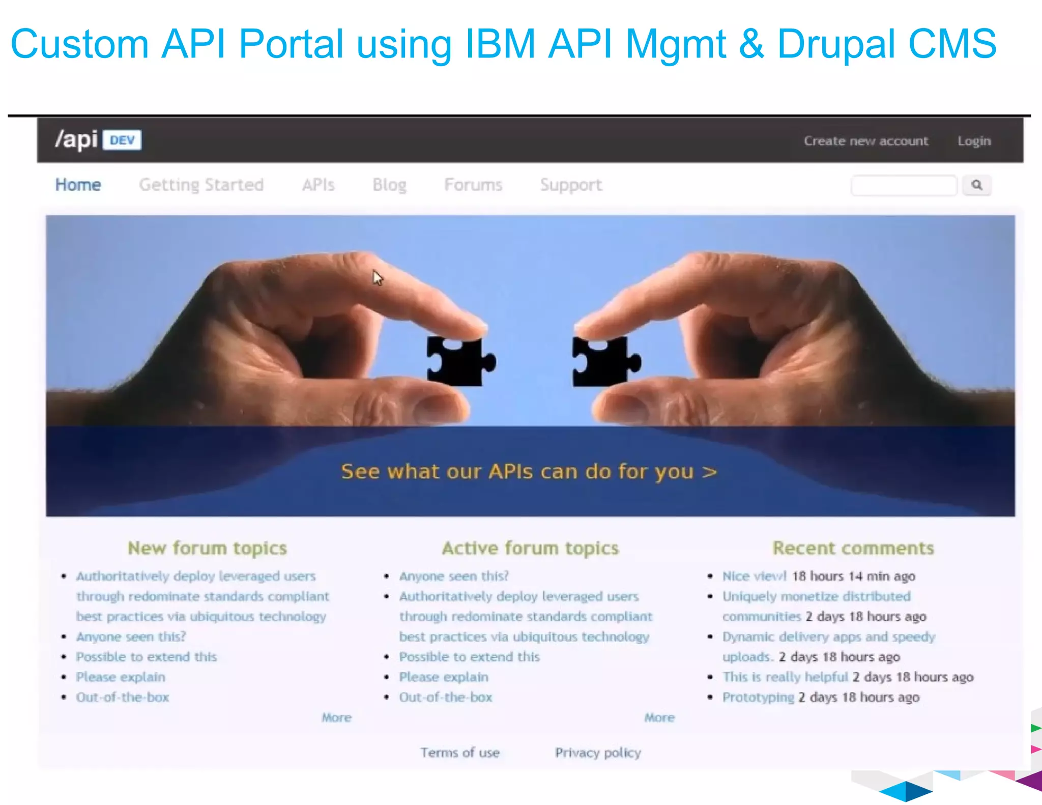 Custom API Portal using IBM API Mgmt & Drupal CMS
 