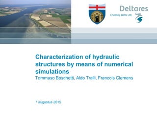 7 augustus 2015
Characterization of hydraulic
structures by means of numerical
simulations
Tommaso Boschetti, Aldo Tralli, Francois Clemens
 