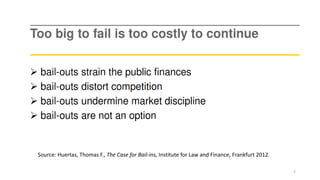 Source: Huertas, Thomas F., The Case for Bail-ins, Institute for Law and Finance, Frankfurt 2012.
2
 