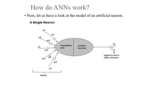 How do ANNs work?
• Now, let us have a look at the model of an artificial neuron.
 
