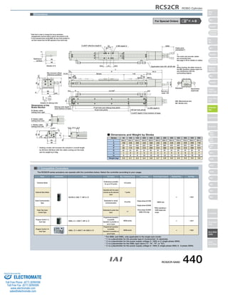Dimensions 
4 
Reference 
surface 
+0.012 
4 
R: Brake cable 
exiting from right 
56 
58 
Details of A 
Ma moment offset 
reference position 
40 
2-ø5H7 effective depth 6 4-M5 depth 9 
19.5 
8 23 8 
50 
32 ±0.02 
19.5 21 
31 
(Reamer hole 
tolerance ±0.02) 
(12.5) Stroke 118 (17.5) 
(3) (3) 
N (ø4 hole pitch) 100 (ø4 hole pitch) 
56 
3 Compatible Controllers 
The RCS2CR series actuators can operate with the controllers below. Select the controller according to your usage. 
RCS2CR ROBO Cylinder 
For Special Orders P. A-9 
Dimensions of the 
Brake Section 
13.3 
5.1 
E: Brake cable 
exiting from end 
L: Brake cable 
exiting from left 
13.3 41.5 12.5 
1 
55 
58 
19 
6 
53 
37 
50 
19 
* Adding a brake increases the actuator's overall length (L) 
by 26.5mm (39.8mm with the cable coming out the end), 
and its weight by 0.3kg. 
A 
31 
Oblong hole depth 5 
from bottom of base 
m-M5 depth 8 
3-ø4H7 depth 5 from bottom of base 
P (ø4 hole and oblong hole pitch) 
Cable joint 
connector*1 
*1 
The motor and encoder cables 
are connected here. 
See page A-39 for details on cables 
Symmetric 
(optional) 
Applicable tube OD: ø8 (ID ø6) 
Standard 
(50.7) 
L 
15 A 91.5 
8.5 R U×100P 8.5 
(300) 
*2 
When homing, the slider moves to 
the ME; therefore, please watch for 
any interference with the 
surrounding objects. 
ME: Mechanical end 
ME SE Home ME*2 
Secure at 
(24) least 100 
0.5 
53 
43 
58 
5 
0 
Details of oblong hole SE: Stroke end 
* Adding a brake will increase the actuator's overall length 
by 26.5mm (39.8mm with the cable coming out the end), 
and its weight by 0.3kg. 
Stroke 50 100 150 200 250 300 350 400 450 500 550 600 
L 
A 
N 
P 
R 
U 
m 
Weight (kg) 
304.5 
198 
81 
66 
81 
1 
6 
2.0 
354.5 
248 
131 
116 
31 
2 
8 
2.1 
404.5 
298 
181 
166 
81 
2 
8 
2.3 
454.5 
348 
231 
216 
31 
3 
10 
2.4 
504.5 
398 
281 
266 
81 
3 
10 
2.6 
554.5 
448 
331 
316 
31 
4 
12 
2.7 
604.5 
498 
381 
366 
81 
4 
12 
2.9 
654.5 
548 
431 
416 
31 
5 
14 
3.0 
704.5 
598 
481 
466 
81 
5 
14 
3.2 
754.5 
648 
531 
516 
31 
6 
16 
3.3 
804.5 
698 
581 
566 
81 
6 
16 
3.5 
854.5 
748 
631 
616 
31 
7 
18 
3.6 
■ Dimensions and Weight by Stroke 
* Note that in order to change the home orientation, 
arrangements must be made to send in the product to IAI. 
* In the reversed-home model (NM), the new home position is 
set 3mm inward from the ME opposite of the motor-side. 
Name External View Model Description Max. Positioning Points Input Voltage Power Supply Capacity Standard Price See Page 
Positioner Mode 
Pulse Train Input 
Control Type 
Program Control 1-6 
Axes Type 
SCON-C-30D 1-NP-2-2 → P547 
SSEL-C-1-30D1-NP-2-2 
XSEL-3-1-30D1-N1-EEE-2-4 
Solenoid Valve Mode 
Positioning is possible 
for up to 512 points 
512 points 
Single-phase AC100V 
Single-phase AC200V 
Three-phase AC200V 
(XSEL-P/Q only) 
360VA max. 
* When operating a 
150W single-axis 
model 
Operable with the same 
controls as the solenoid 
valve 
7 points 
Dedicated to serial 
communication 
64 points 
Dedicated to pulse train 
input 
(−) 
Programmed operation 
is possible 
Operation is possible on 
up to 2 axes 
Programmed operation 
is possible 
Operation is possible on 
up to 6 axes 
20000 points 
20000 points 
→ P577 
→ P587 
– 
– 
– 
Serial Communication 
Type 
Program Control 1-2 
Axes Type 
* For SSEL and XSEL, only applicable to the single-axis model. 
* 1 is a placeholder for the encoder type (I: incremental / A: absolute). 
* 2 is a placeholder for the power supply voltage (1: 100V, or 2: single-phase 200V). 
* 3 is a placeholder for the XSEL type name (J, K, P, or Q). 
* 4 is a placeholder for the power supply voltage (1: 100V, 2: single-phase 200V, 3: 3-phase 200V). 
RCS2CR-SA6D 440 
Slider 
Type 
Mini 
Standard 
Controllers 
Integrated 
Rod 
Type 
Mini 
Standard 
Controllers 
Integrated 
Table/Arm 
/Flat Type 
Mini 
Standard 
Gripper/ 
Rotary Type 
Linear Servo 
Type 
Cleanroom 
Type 
Splash-Proof 
Controllers 
PMEC 
/AMEC 
PSEP 
/ASEP 
ROBO 
NET 
ERC2 
PCON 
ACON 
SCON 
PSEL 
ASEL 
SSEL 
XSEL 
Pulse Motor 
Servo Motor 
(24V) 
Servo Motor 
(200V) 
Linear 
Servo Motor 
Sold  Serviced By: 
ELECTROMATE 
Toll Free Phone (877) SERVO98 
Toll Free Fax (877) SERV099 
www.electromate.com 
sales@electromate.com 
