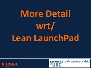 More Detail
wrt/
Lean LaunchPad
 
