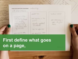 First define what goes
on a page,
 