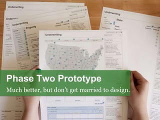 Phase Two Prototype
Much better, but don’t get married to design.
 