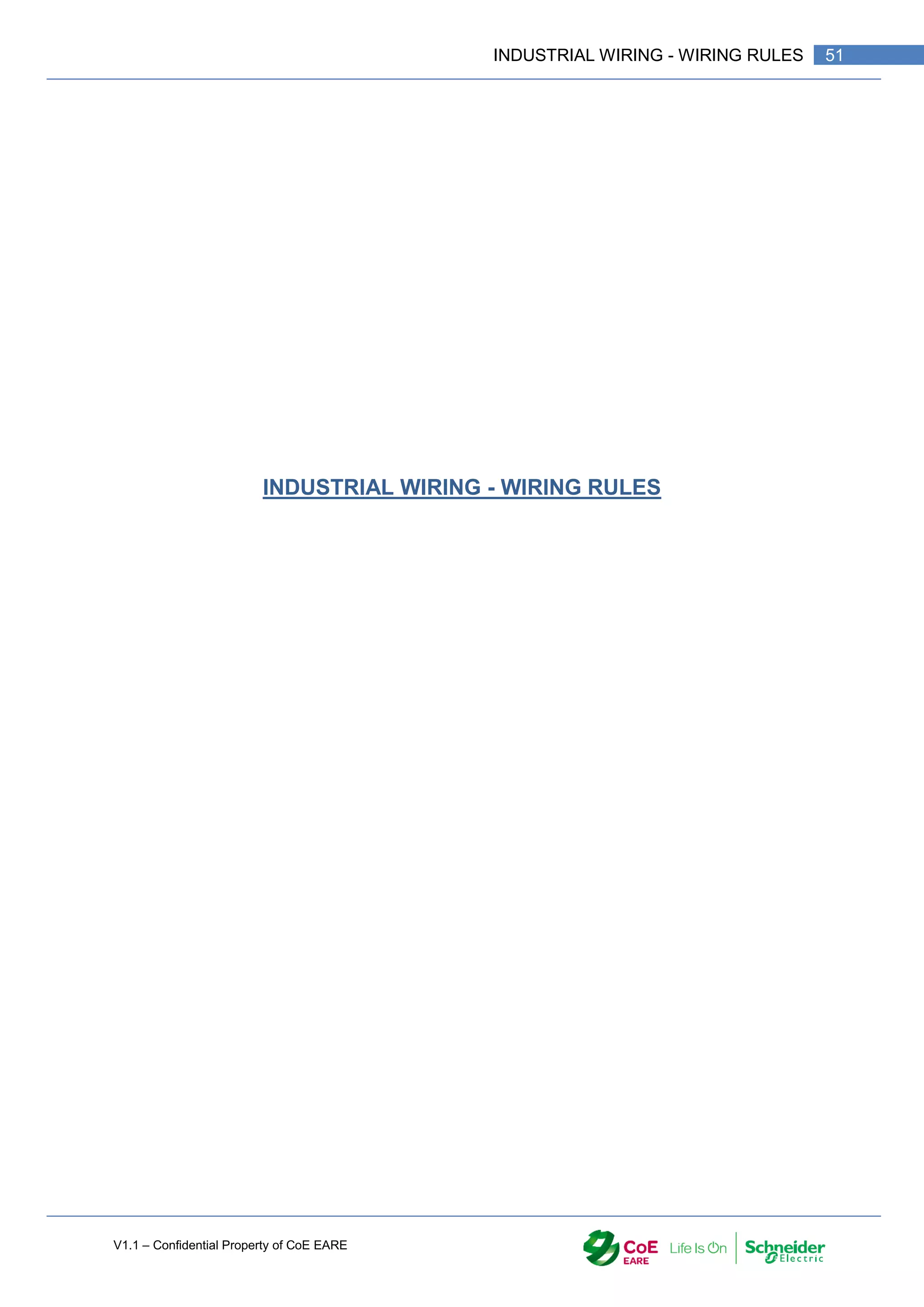 V1.1 – Confidential Property of CoE EARE
51
INDUSTRIAL WIRING - WIRING RULES
INDUSTRIAL WIRING - WIRING RULES
 