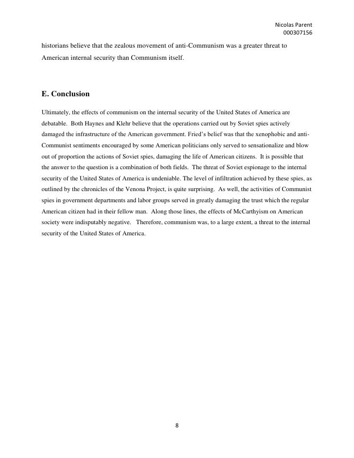 Did communism threaten america's internal security after wwii