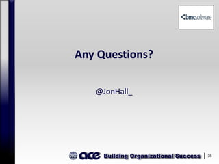 Building Organizational Success 38
Any Questions?
@JonHall_
 