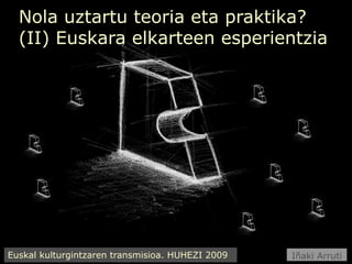 Nola uztartu teoria eta praktika? (II) Euskara elkarteen esperientzia Euskal kulturgintzaren transmisioa. HUHEZI 2009 Iñaki Arruti 