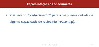Representação do Conhecimento


• Visa levar o “conhecimento” para a máquina e dotá-la de
  alguma capacidade de raciocínio (reasoning).




                       Prof. Dr. Sofiane Labidi        107
 