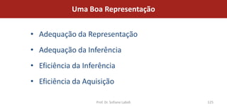 Uma Boa Representação


• Adequação da Representação
• Adequação da Inferência
• Eficiência da Inferência
• Eficiência da Aquisição

                    Prof. Dr. Sofiane Labidi   125
 