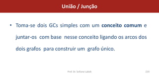 União / Junção


• Toma-se dois GCs simples com um conceito comum e

  juntar-os com base nesse conceito ligando os arcos dos

  dois grafos para construir um grafo único.


                       Prof. Dr. Sofiane Labidi        224
 