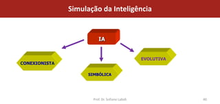 Simulação da Inteligência


                         IA


                                                 EVOLUTIVA
CONEXIONISTA

                    SIMBÓLICA




                      Prof. Dr. Sofiane Labidi               40
 