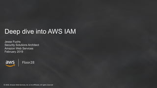 © 2018, Amazon Web Services, Inc. or its Affiliates. All rights reserved
Deep dive into AWS IAM
Jesse Fuchs
Security Solutions Architect
Amazon Web Services
February 2019
Floor28
 