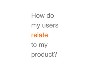 How do
my users
relate
to my
product?
 