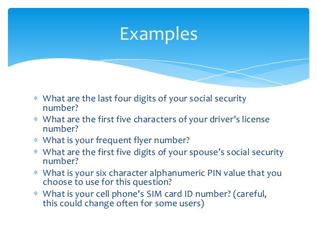 social digits 6 last number security Challenge IAM Questions