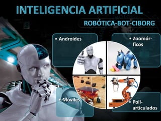 • Poli-
articulados
• Móviles
• Zoomór-
ficos
• Androides
 