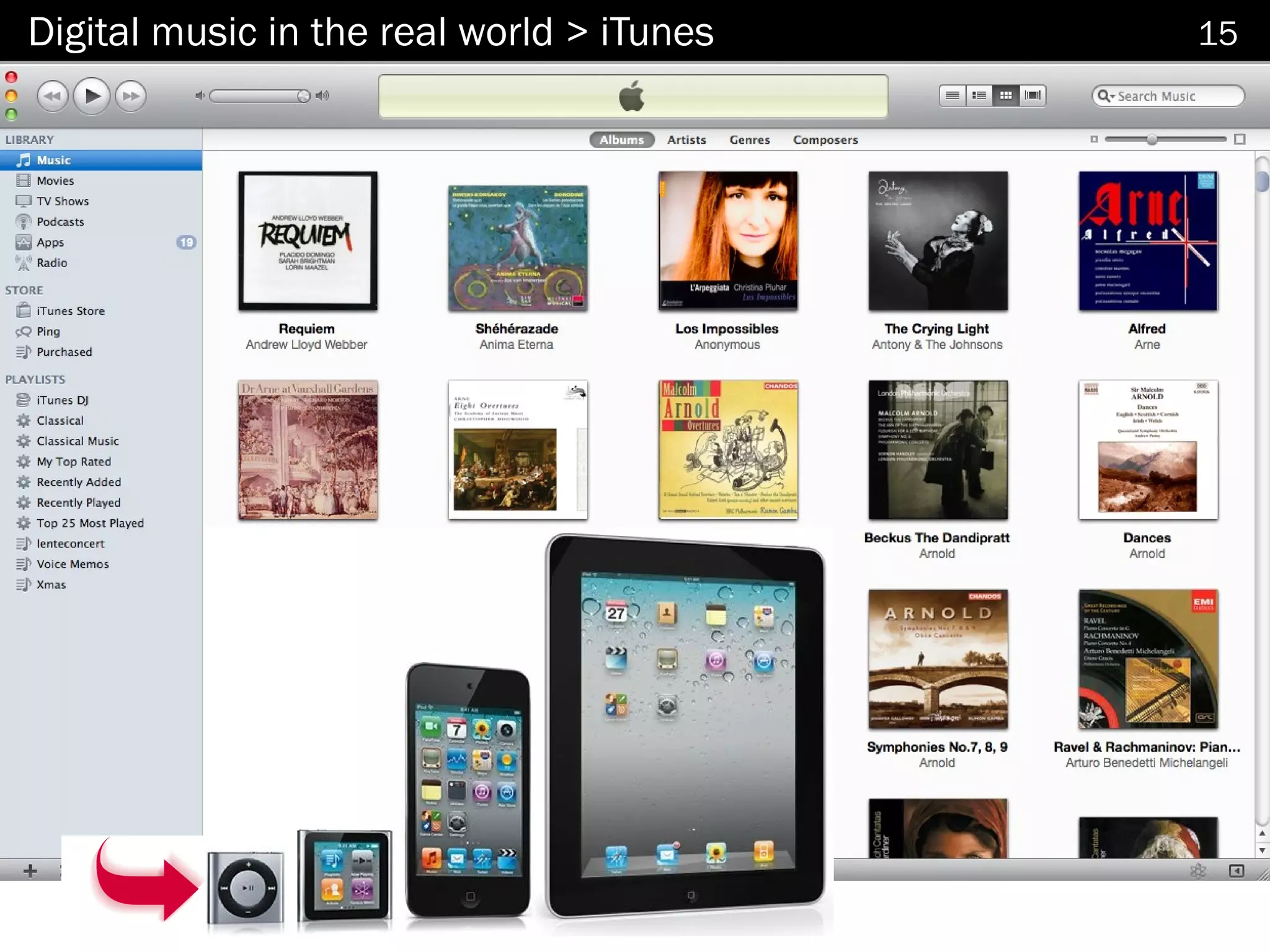 Digital music in the real world > iTunes   15
 