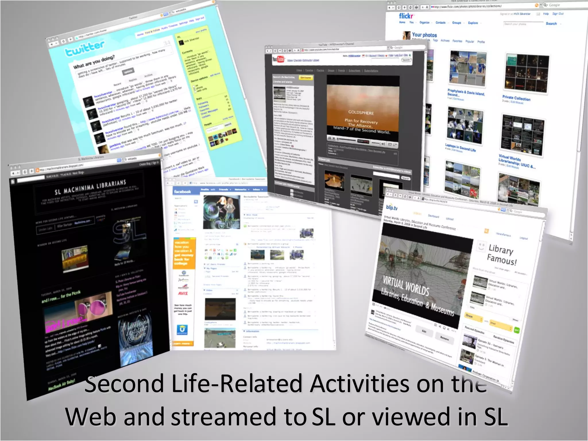 Second Life-Related Activities on the Web and streamed to SL or viewed in SL 