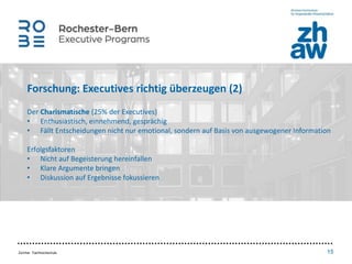 Zürcher Fachhochschule 15
Forschung: Executives richtig überzeugen (2)
Der Charismatische (25% der Executives)
• Enthusias...