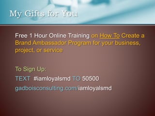 Free 1 Hour Online Training on How To Create a
Brand Ambassador Program for your business,
project, or service
To Sign Up:...