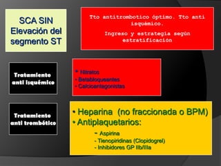 Mientras que  diagnostico diferencial entre IAM y Angina inestable se basa en la evolución de marcadores biológicos y por tanto es “a posteriori”, la conducta terapéutica inmediata hay que basarla, sin embargo, en la presunción de oclusión coronaria  completa y esa solo nos la da el ECGNueva definición (2000) del IAM:Elevación y descenso de marcadores biológicos de necrosis miocárdica con al menos alguna de las siguientes condiciones: Síntomas isquémicos, Desarrollo de ondas Q en el ECG, Cambios ECG indicativos de isquemia (Elevación o depresión del segmento ST) o Intervención coronaria (por ejemplo ACTP)