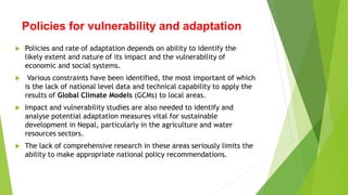 Climate change , it's impacts and adaption in Nepal | PPTX