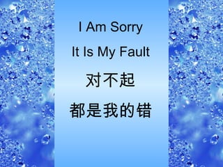 I Am Sorry It Is My Fault 对不起 都是我的错 