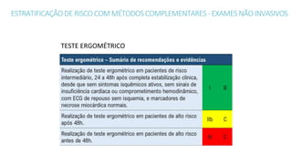 ESTRATIFICAÇÃODE RISCOCOMMÉTODOSCOMPLEMENTARES- EXAMESNÃOINVASIVOS
TESTE ERGOMÉTRICO
 