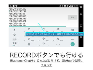 RECORDܥǤФ
BluetoochChat򤤤äɡGitHubǹ_
Ƥޤä
ӛh󤸤衣׷ӤǤΤ
 