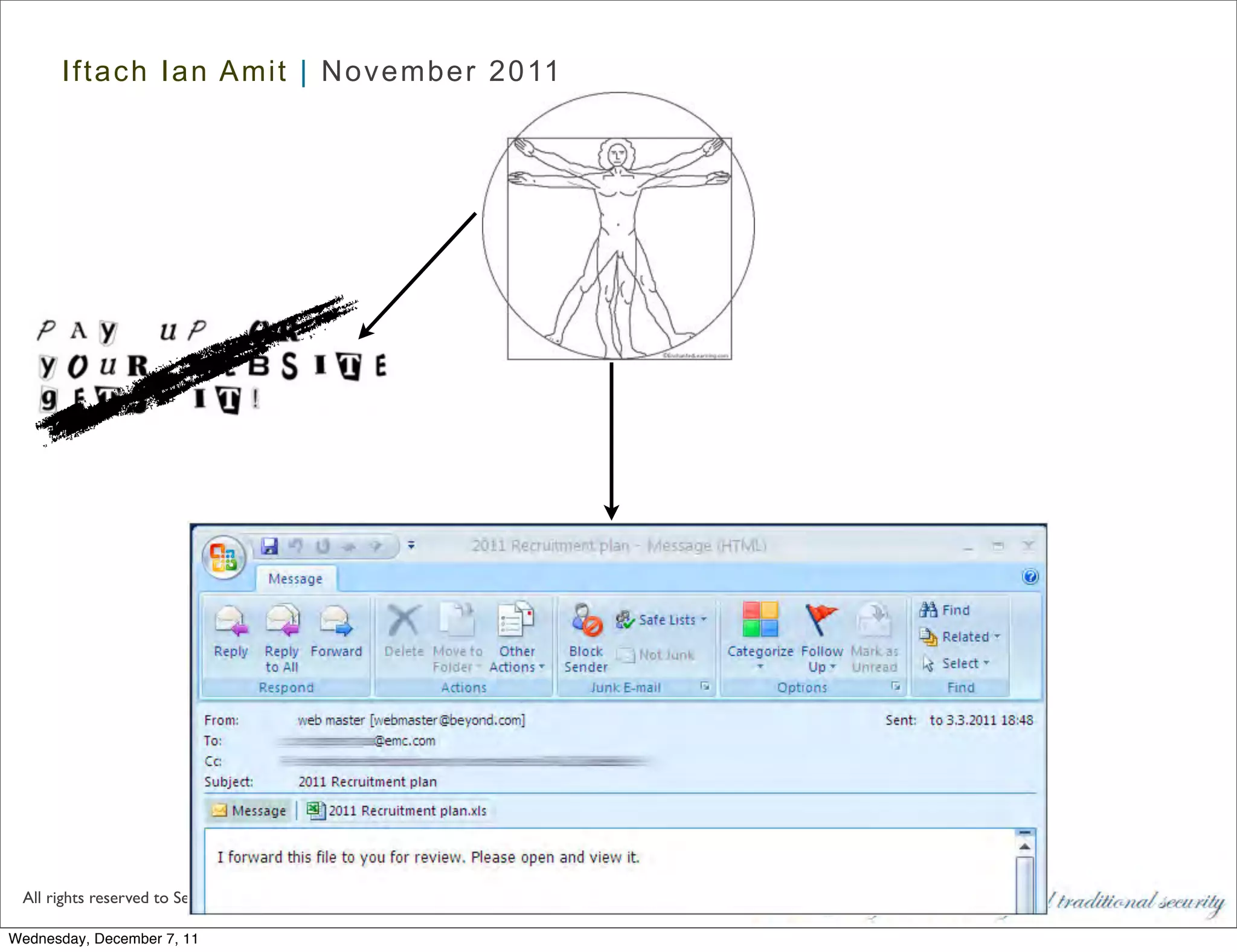 Iftach Ian Amit | November 2011




 All rights reserved to Security Art ltd. 2002-2011   7
Wednesday, December 7, 11
 