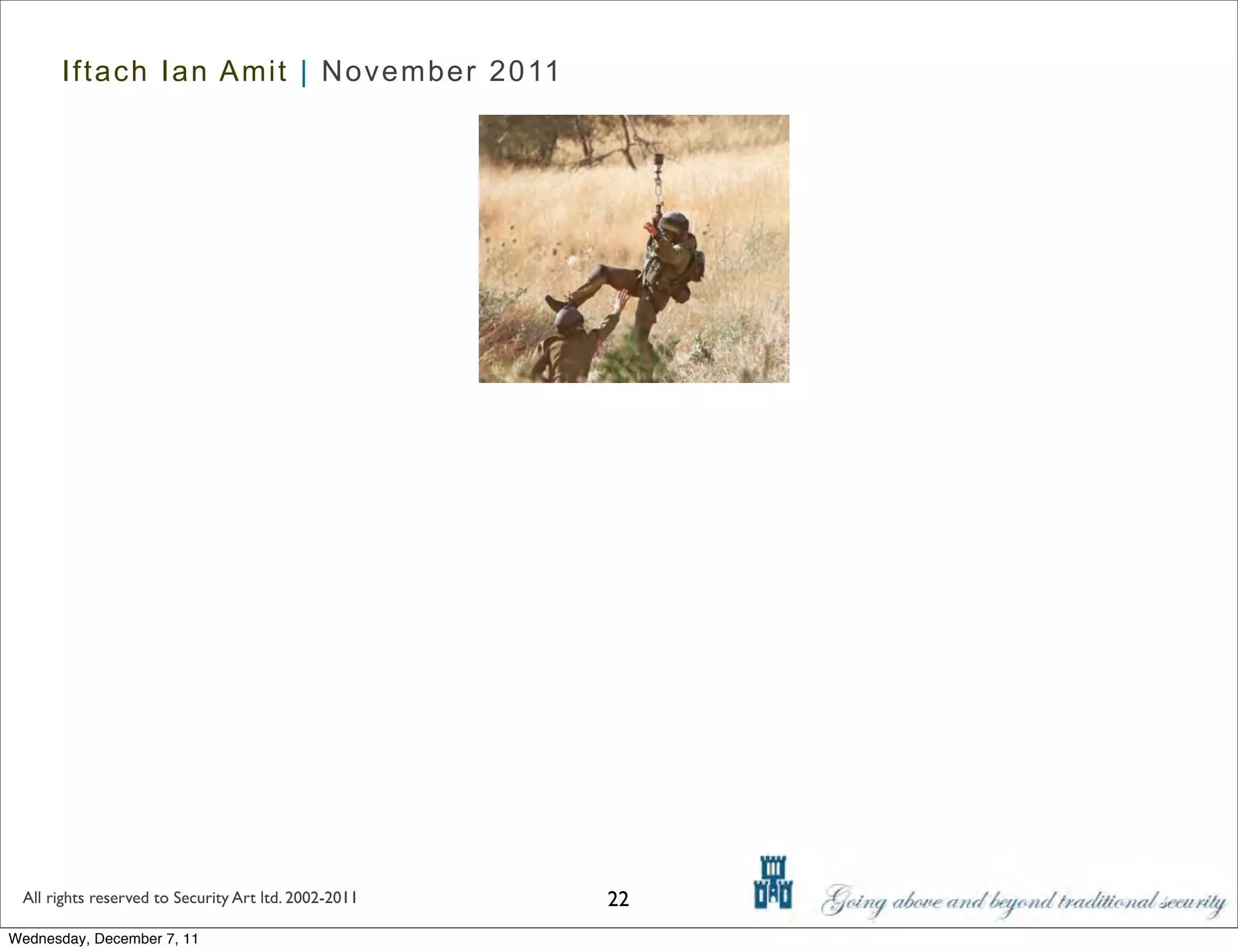 Iftach Ian Amit | November 2011




 All rights reserved to Security Art ltd. 2002-2011   22
Wednesday, December 7, 11
 